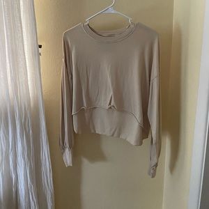 Crew Neck Long Sleeve Cream Top